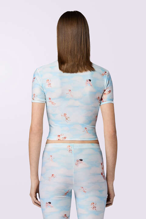 Fiorucci Beatitudo Print Crop Top Blue