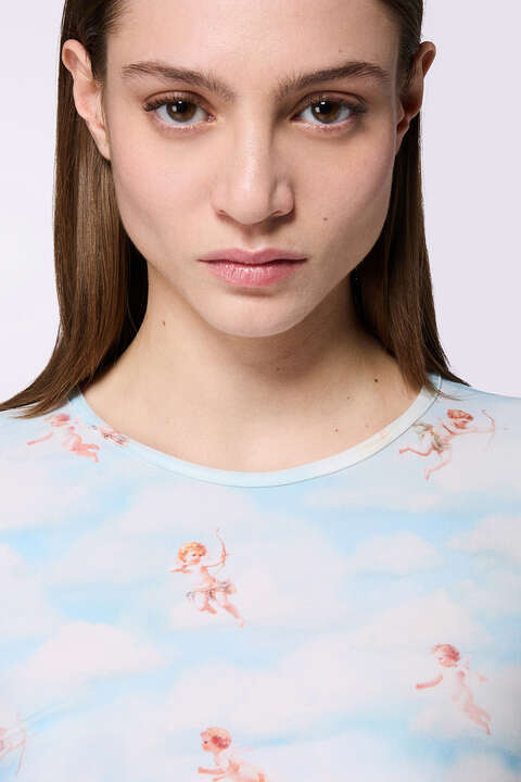 Fiorucci Beatitudo Print Crop Top Blue