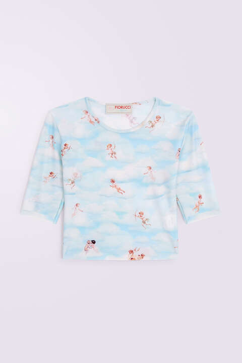 fiorucci Beatitudo Print Crop Top Blue