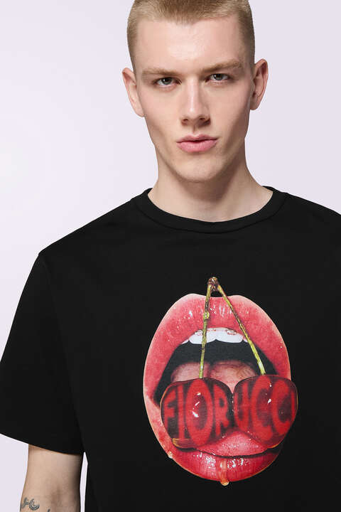 Fiorucci Cherry Mouth Graphic T-Shirt Black