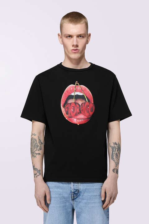 fiorucci Cherry Mouth Graphic T-Shirt Black