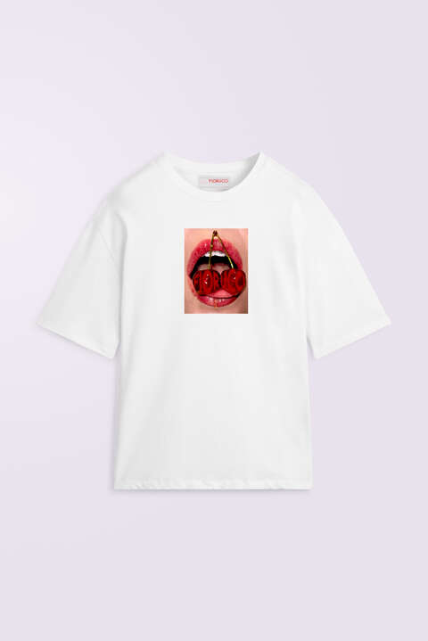 Fiorucci Cherry Mouth T-Shirt White