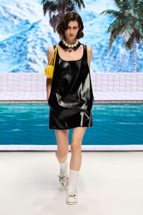 Fiorucci Collar Cutout Vinyl Mini Dress Black