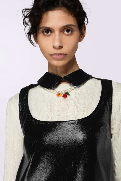 Fiorucci Collar Cutout Vinyl Mini Dress Black