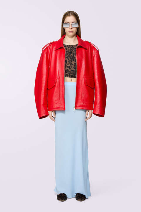 fiorucci Crepe de Chine Maxi Skirt Blue