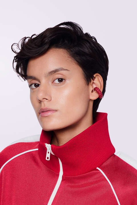 Fiorucci Crystal Ear Cuff Red