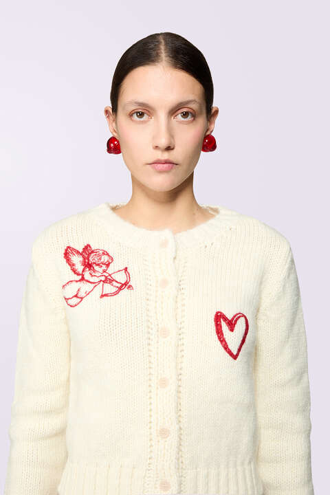 Fiorucci Cupid Knit Cardigan Cream
