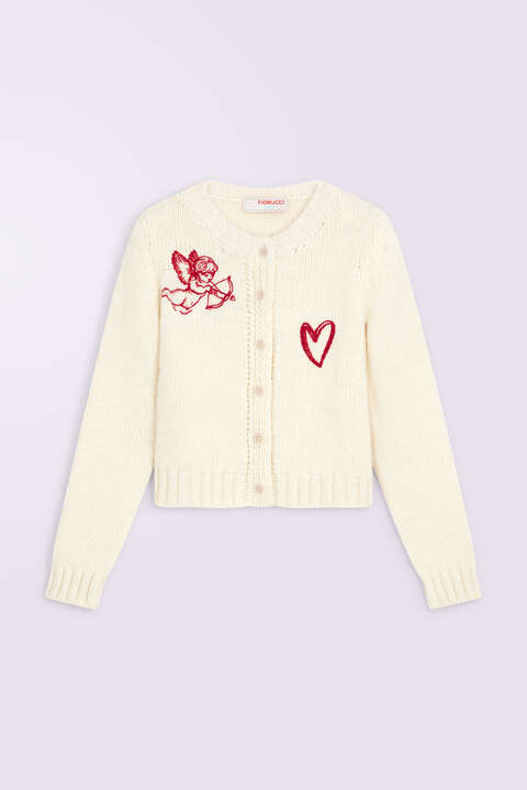 Fiorucci Cupid Knit Cardigan Cream