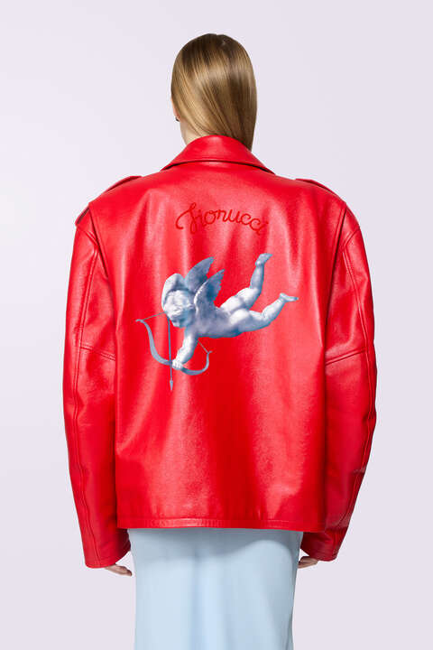 Fiorucci Cupid Leather Jacket Red