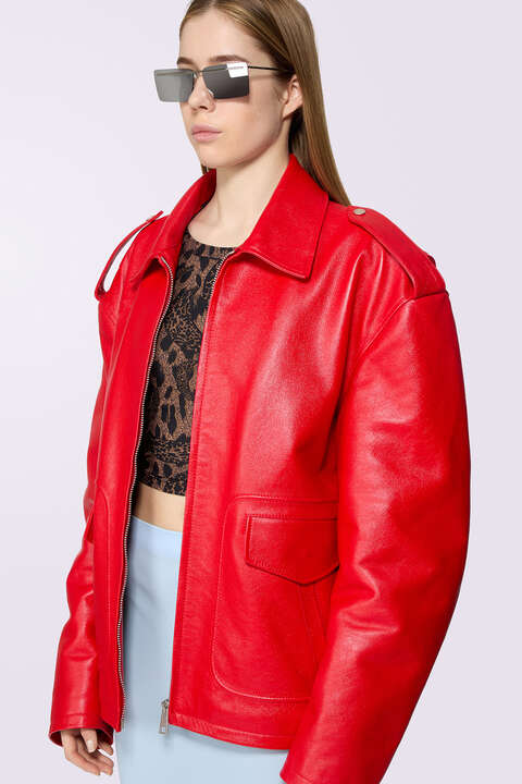 Fiorucci Cupid Leather Jacket Red