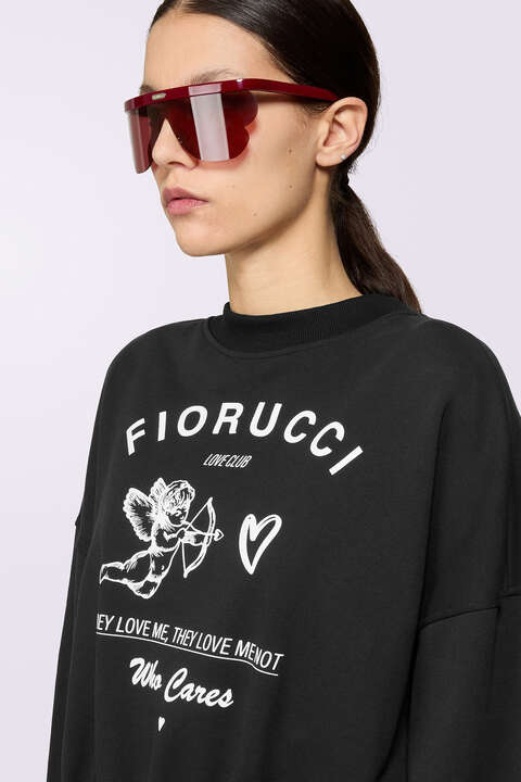 Fiorucci Cupid Love Club Crop Sweatshirt Black