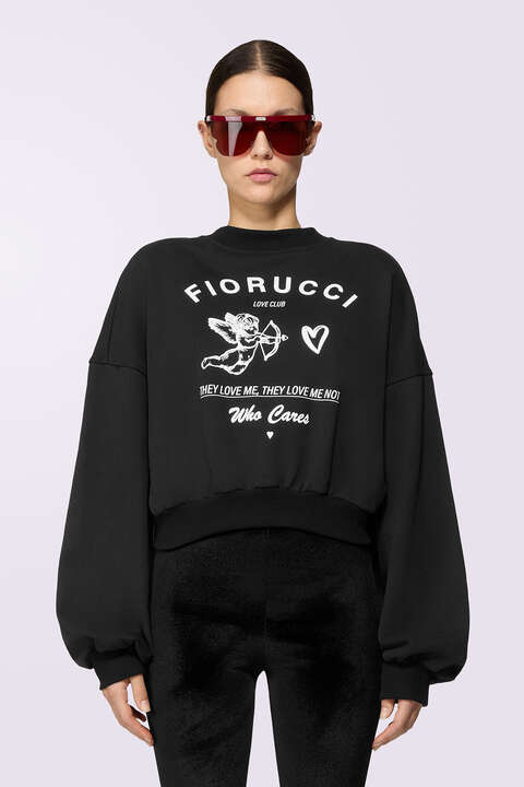 fiorucci Cupid Love Club Crop Sweatshirt Black