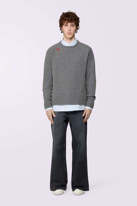 Fiorucci Cupid Patch Knit Jumper Grey