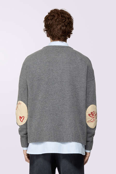 Fiorucci Cupid Patch Knit Jumper Grey
