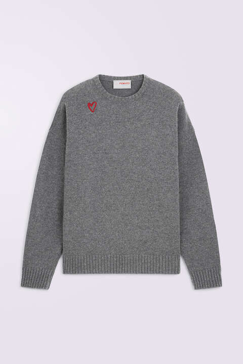 fiorucci Cupid Patch Knit Jumper Grey