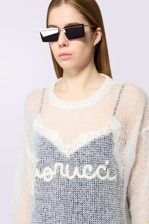 Fiorucci Cursive Logo Knit Jumper White