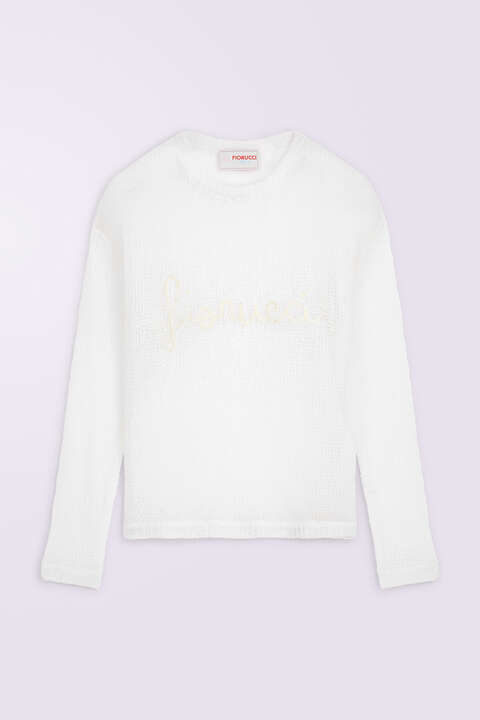 Fiorucci Cursive Logo Knit Jumper White