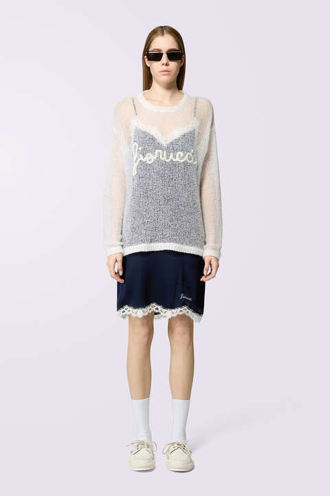 fiorucci Cursive Logo Knit Jumper White