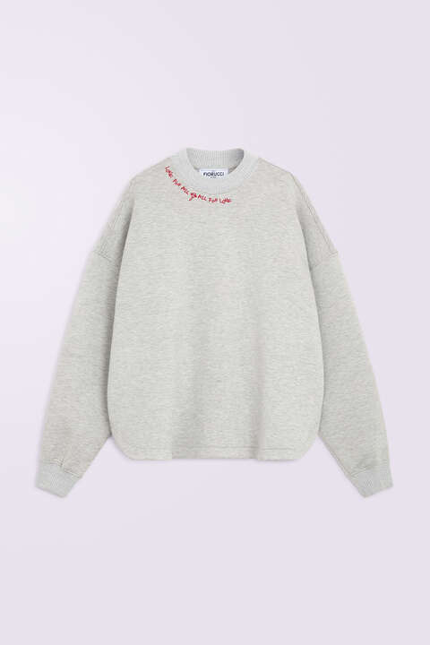 fiorucci Embroidered Neoprene Sweatshirt Grey