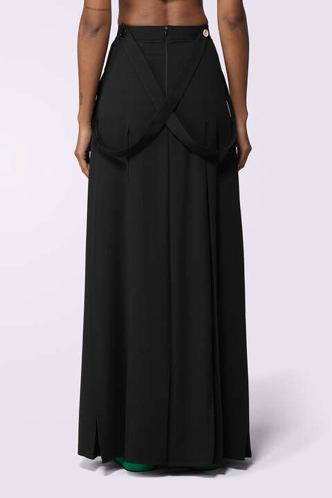 Fiorucci Embroidered Suspender Maxi Skirt Black