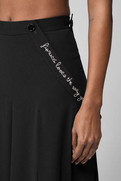 Fiorucci Embroidered Suspender Maxi Skirt Black