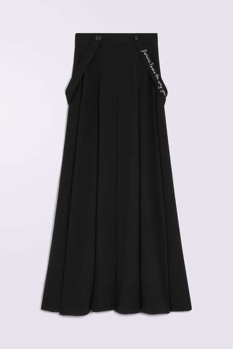 Fiorucci Embroidered Suspender Maxi Skirt Black