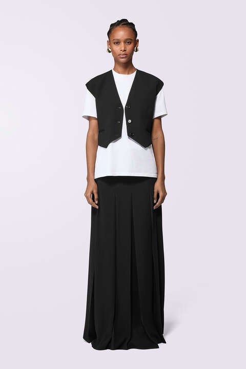 fiorucci Embroidered Suspender Maxi Skirt Black