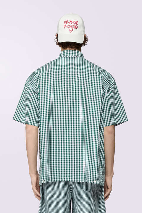 Fiorucci Gingham Logo Bowling Shirt Green