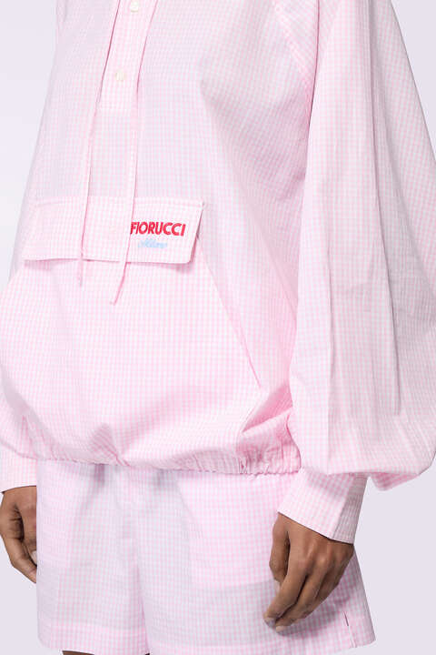 Fiorucci Gingham Logo Hoodie Shirt Pink