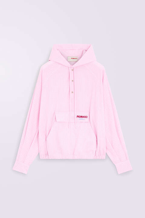 Fiorucci Gingham Logo Hoodie Shirt Pink