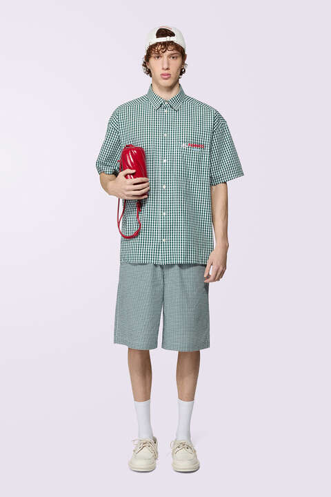 fiorucci Gingham Logo Shorts Green