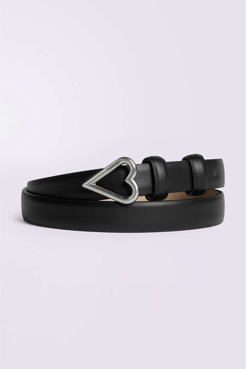 Fiorucci Heart Leather Belt Black