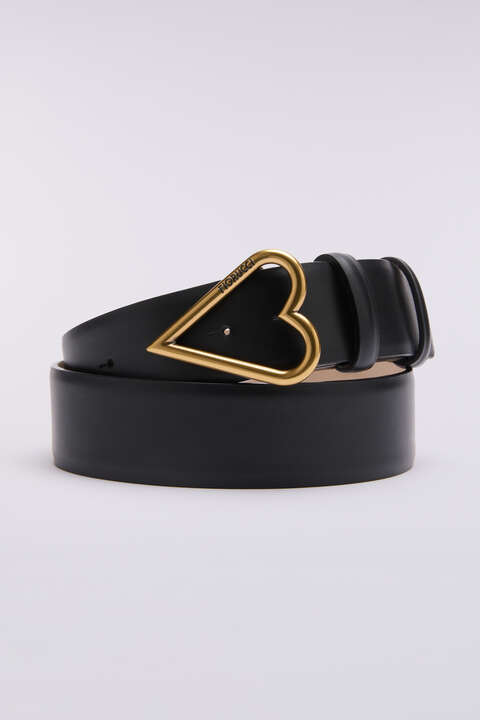 Fiorucci Heart Leather Belt Black