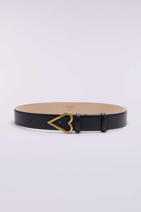 fiorucci Heart Leather Belt Black
