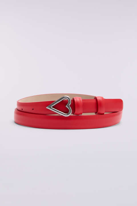 Fiorucci Heart Leather Belt Red
