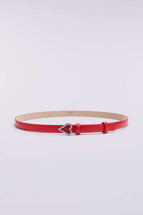 fiorucci Heart Leather Belt Red