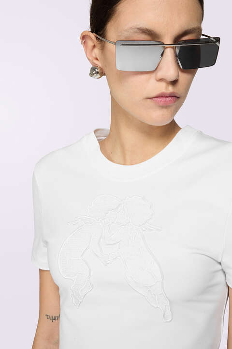 Fiorucci Kissing Angels Crop T-Shirt White