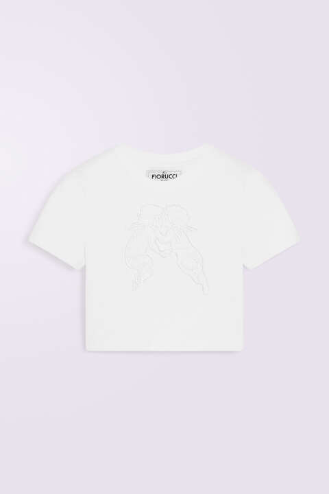 Fiorucci Kissing Angels Crop T-Shirt White