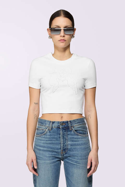 fiorucci Kissing Angels Crop T-Shirt White