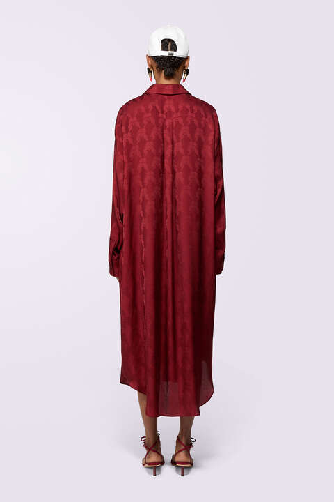 Fiorucci Kissing Angels Jacquard Shirt Dress Red