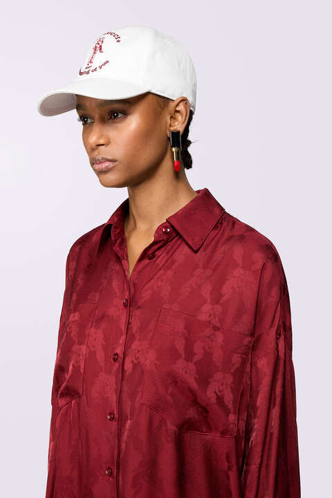 Fiorucci Kissing Angels Jacquard Shirt Dress Red