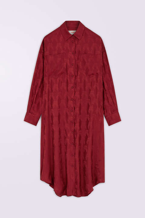 Fiorucci Kissing Angels Jacquard Shirt Dress Red