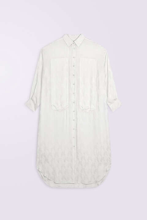 Fiorucci Kissing Angels Jacquard Shirt Dress White