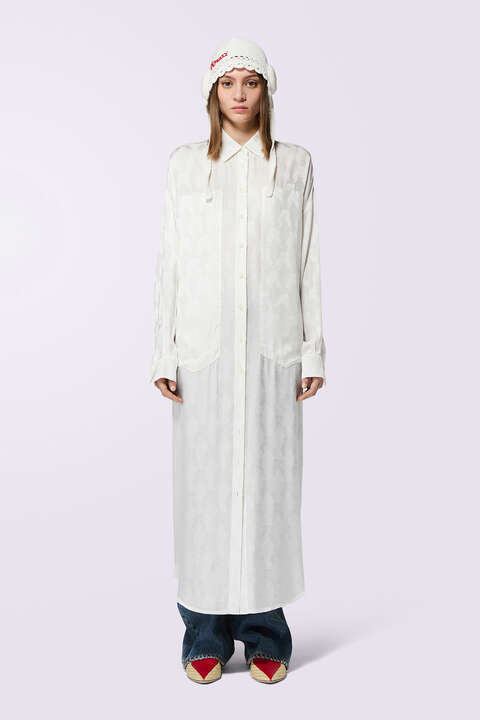 fiorucci Kissing Angels Jacquard Shirt Dress White