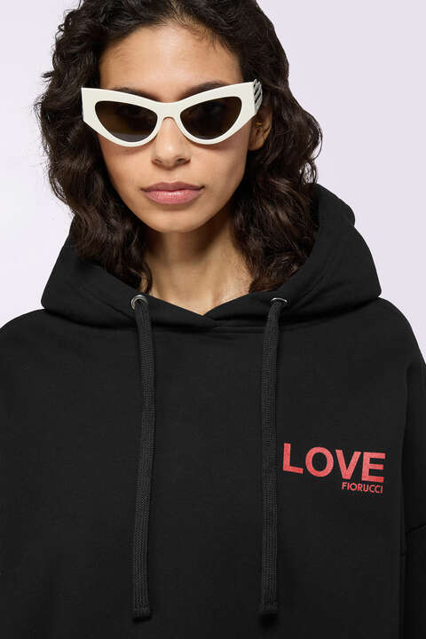 Fiorucci Kissing Angels Love Relaxed Hoodie Black