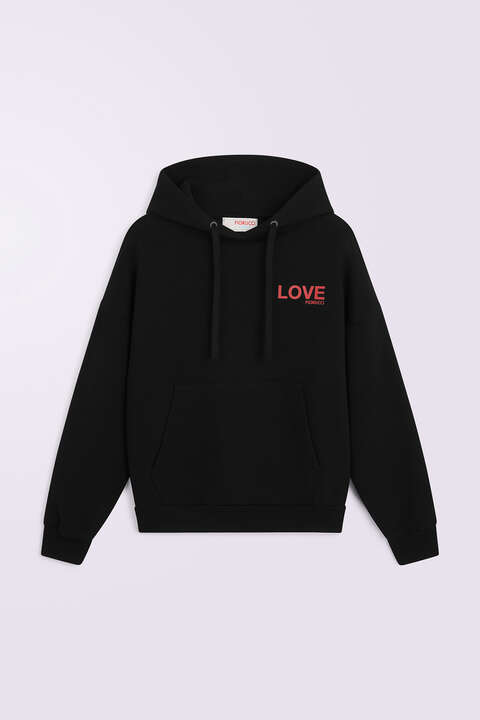 Fiorucci Kissing Angels Love Relaxed Hoodie Black