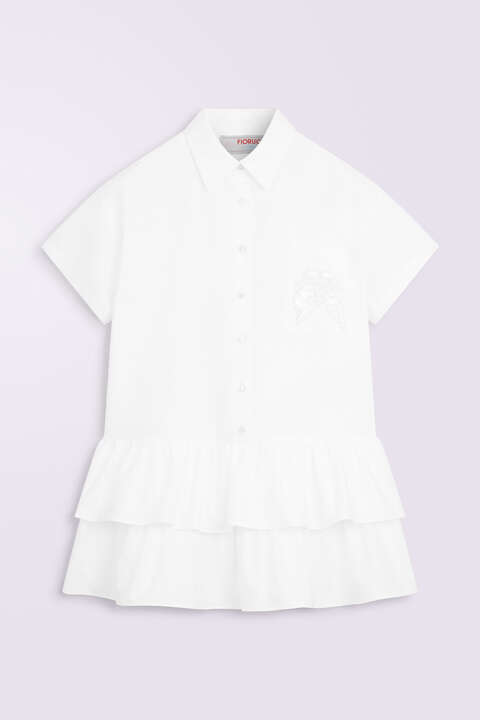 Fiorucci Kissing Angels Mini Shirt Dress White