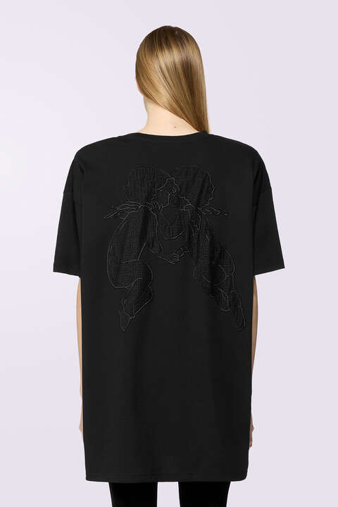 Fiorucci Kissing Angels Mini T-Dress Black