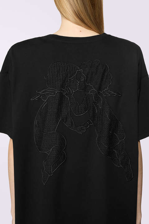 Fiorucci Kissing Angels Mini T-Dress Black