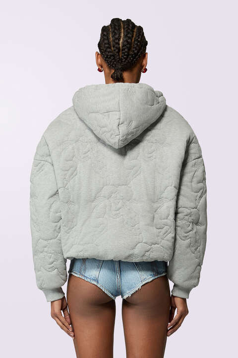 Fiorucci Kissing Angels Quilted Hoodie Grey